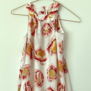 LOFT White tank with pink/yellow flowers size XSP